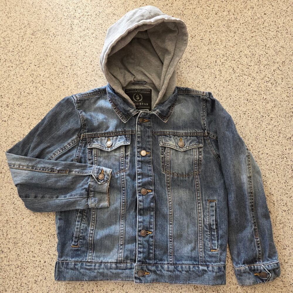 Indigo Star Denim & Dry Goods American Vintage KIDS Jean Jacket Knit Hood✨️10/12 - Picture 11 of 11